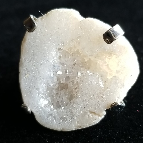 Natural Druzy Agate Crystal Stone Adjustable Statement Ring - Picture 13 of 16